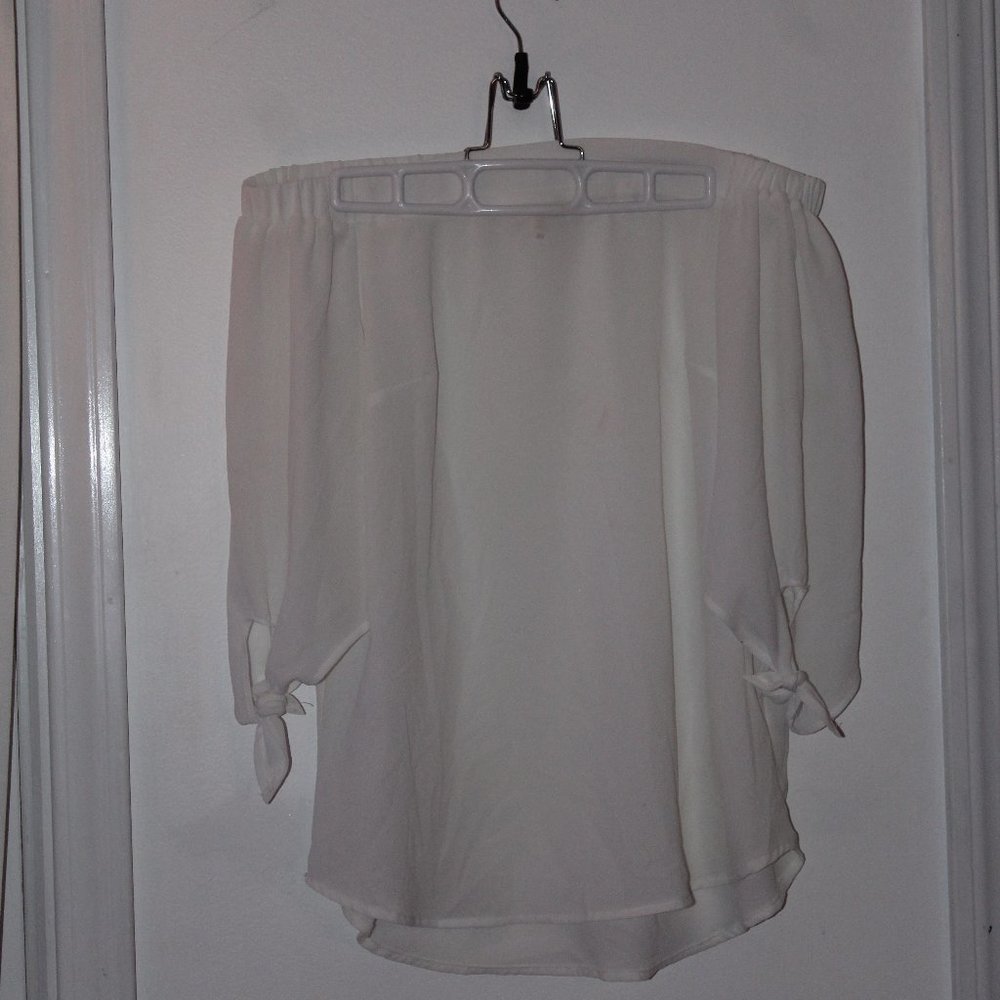 Off the Shoulder Top with Tie Knot Sleeves